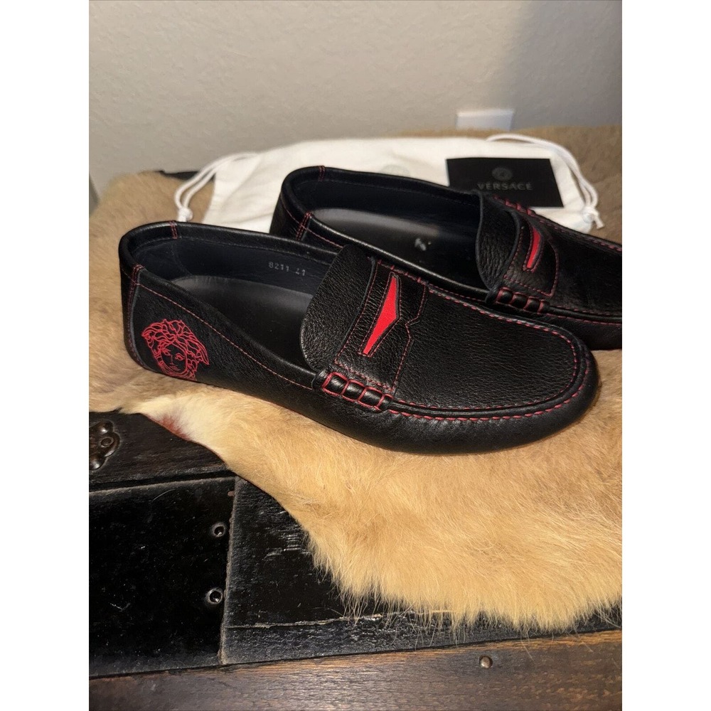 Versace Mens Medusa Leather Driver Loafers Size 41 EU Authentic